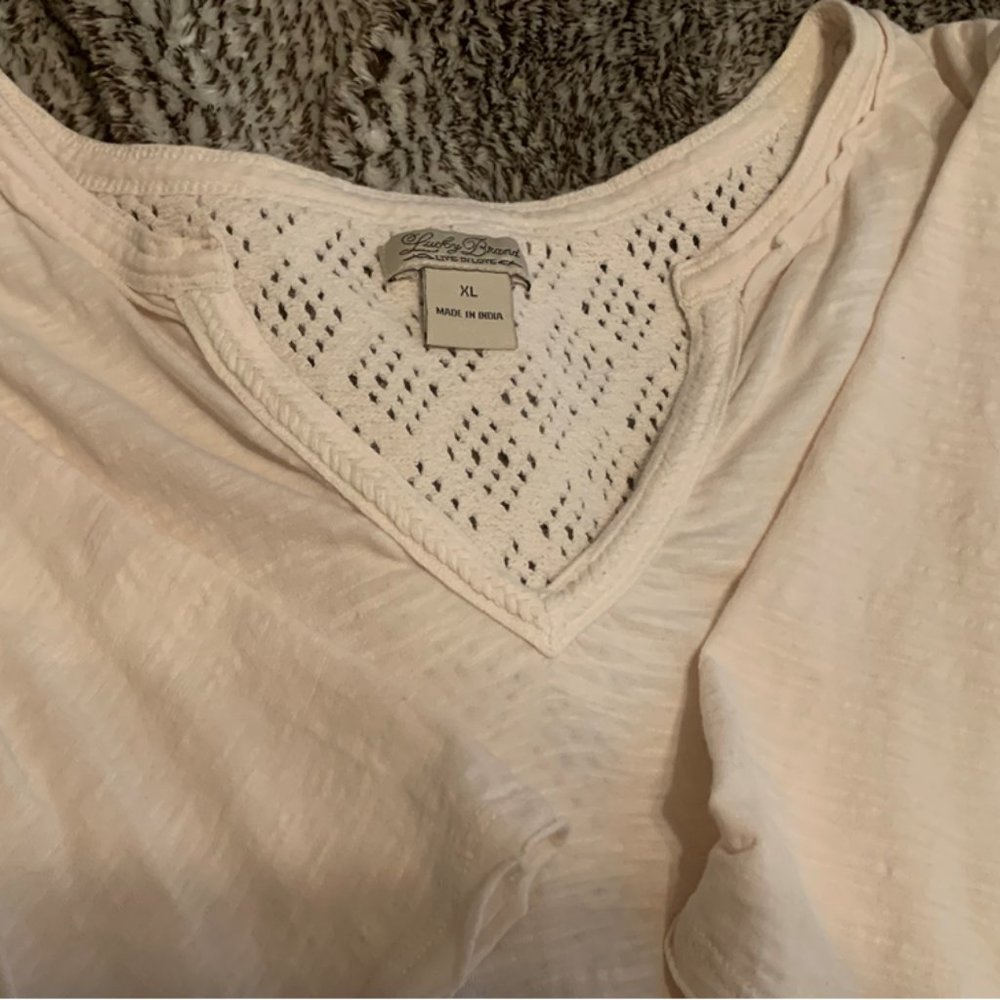 Lucky brand | Cream waffle weave blouse XL